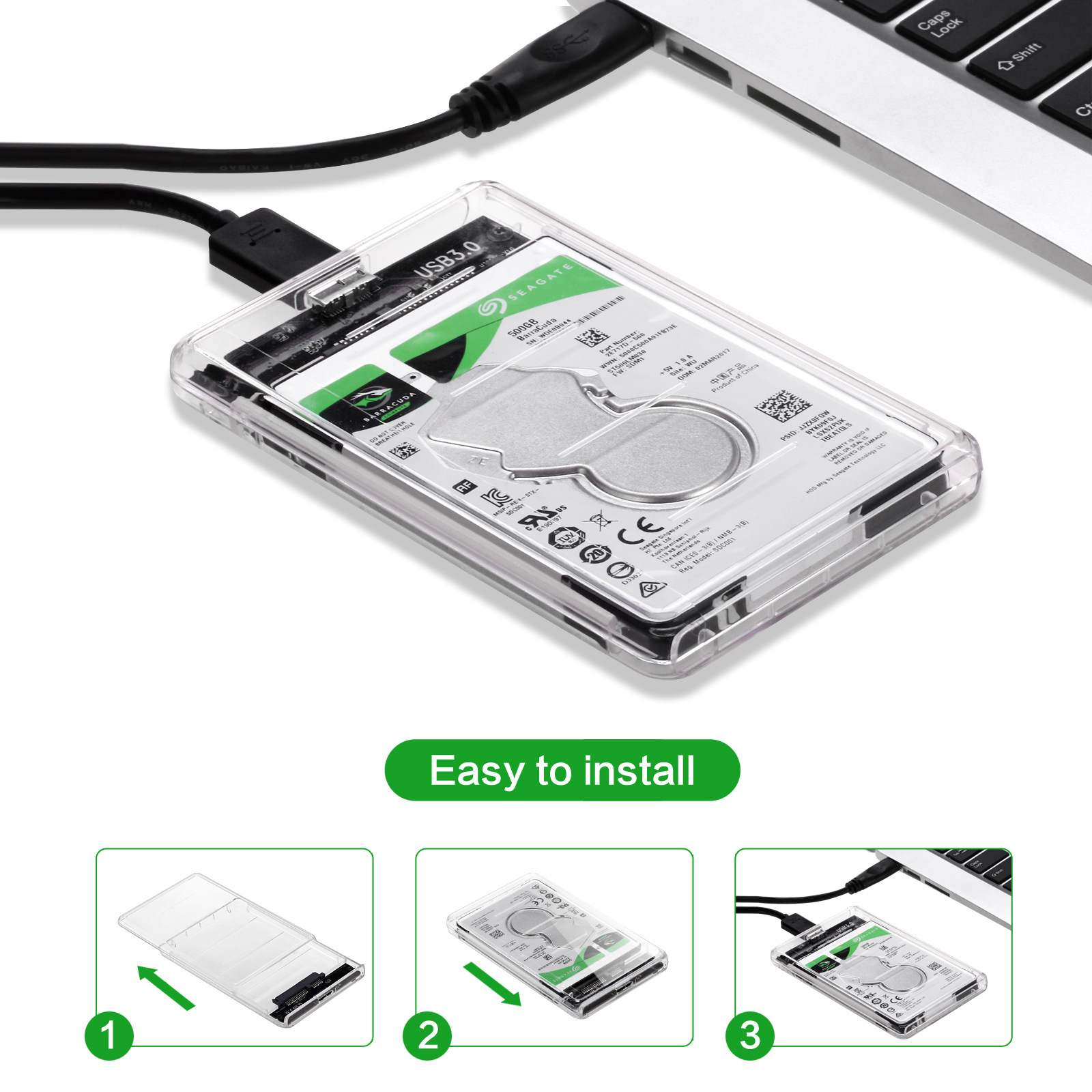 USB Type C Transparent 2.5 Inc - Portable Ssd Enclosure recension och pris