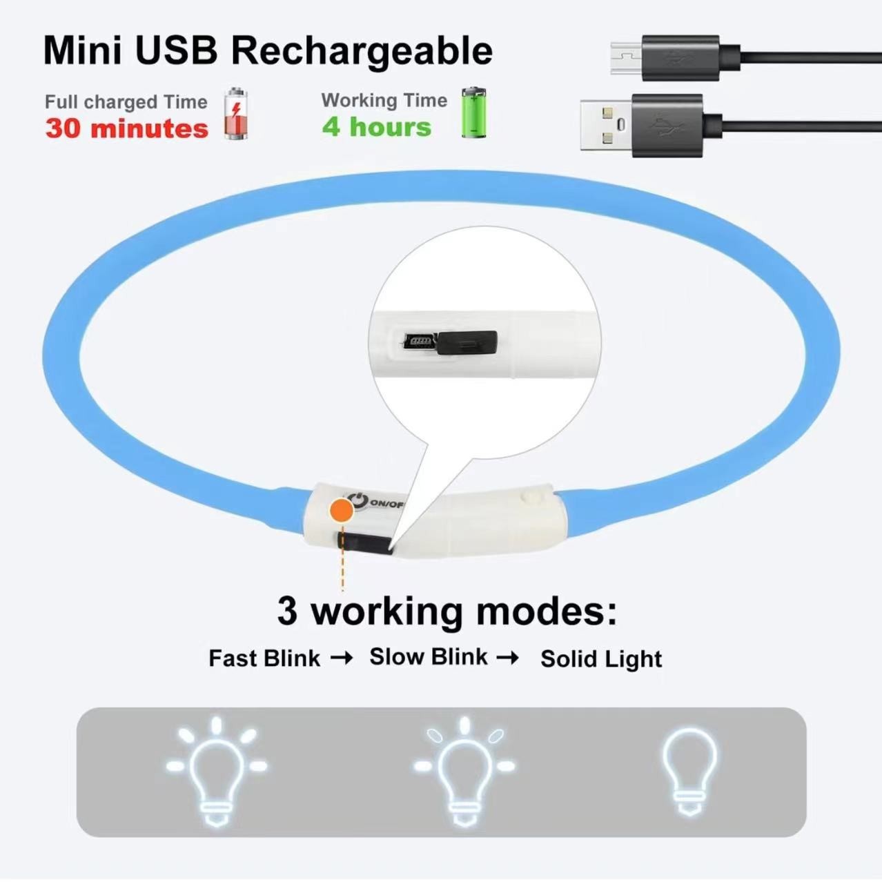 Silicone LED Dog Collar Rechar - Tech Dog Accessories recension och pris